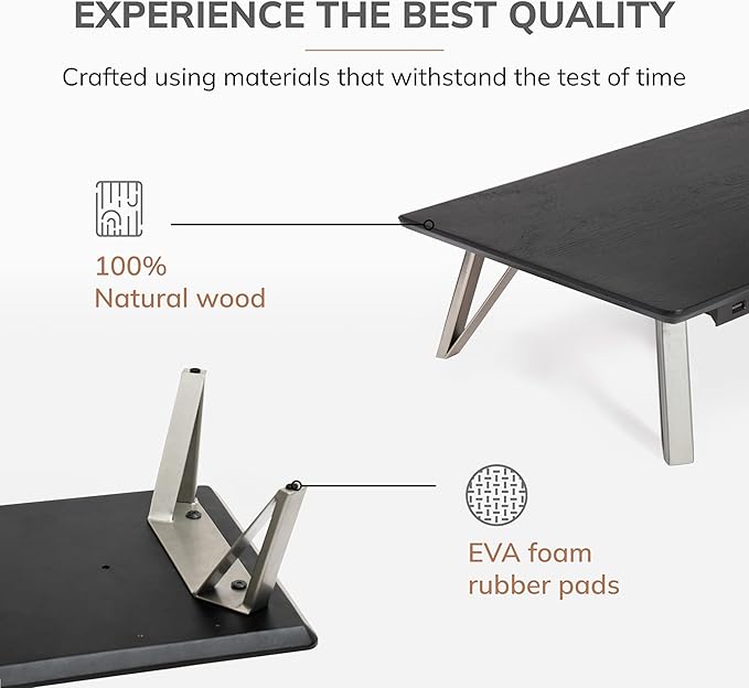 Anji Mountain Monitor Stand - Desktop Organizer & Laptop Riser, Ergonomic Monitor Riser, Space-Saving Monitor Stand for Desk, Durable Construction, Easy Assembly, Ideal for Home & Office,Black
