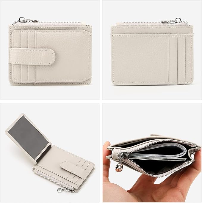 Slim Wallet for Women Genuine Leather Card Holder Thin Womens RFID Blocking Small Wallets