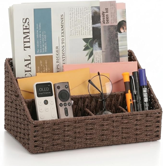 Mail Organizer Countertop, Mail Organizer, Mail Sorters, Magazine File Holder, Desk Organizer and Accessories, Dark Brown
