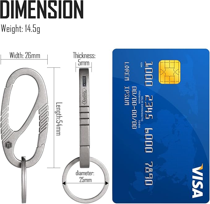 KeyUnity Titanium Carabiner Keychain Clip, Dual-Gate Quick Release EDC Key Ring Holder Organizer for Men and Women