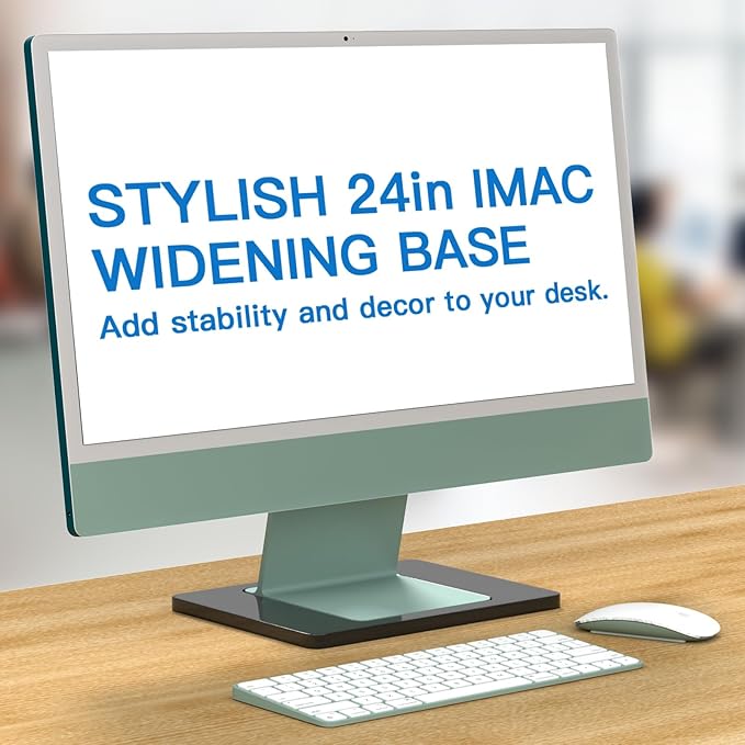 Acrylic Stand Base Widener for 24-inch iMac 2021-2024 M1/M3/M4 Chip - Stability Plate with Anti-Slip Design & Enhanced Support for iMac 24 inch (Black)