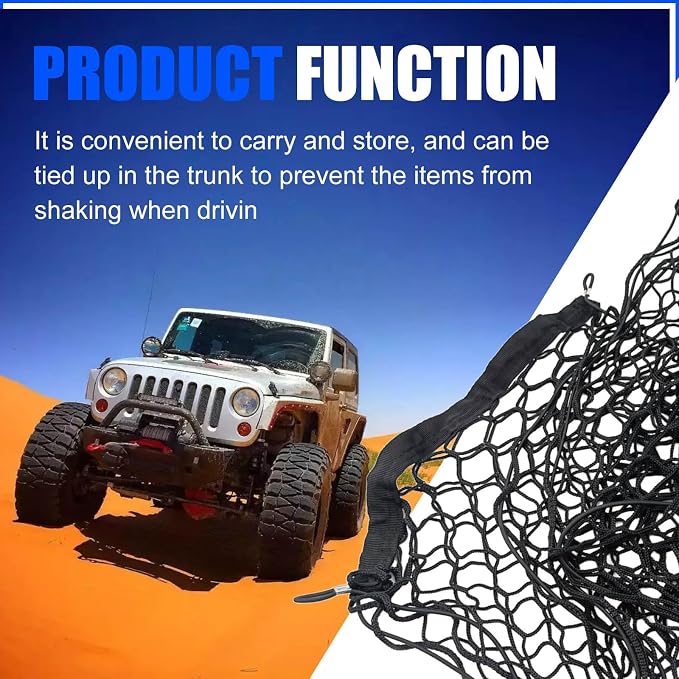 Car Rear Cargo Net/Cargo Net Stretchable, Adjustable Elastic Storage Organizer Net, Trunk Cargo Storage Net for SUV, Sedan