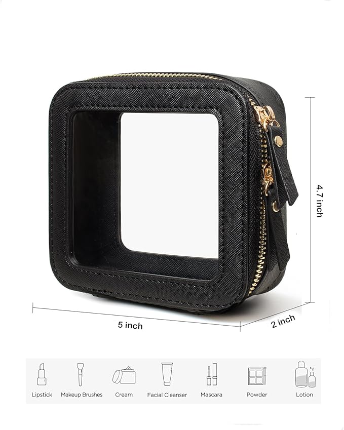 Travel Clear Makeup Bag Set, TSA Approved Cosmetic Bag Case with Zipper Portable Makeup Pouch Toiletry Bag Traveling Cosmetic Organizer Storage Bag Car Organizer Car Essentials