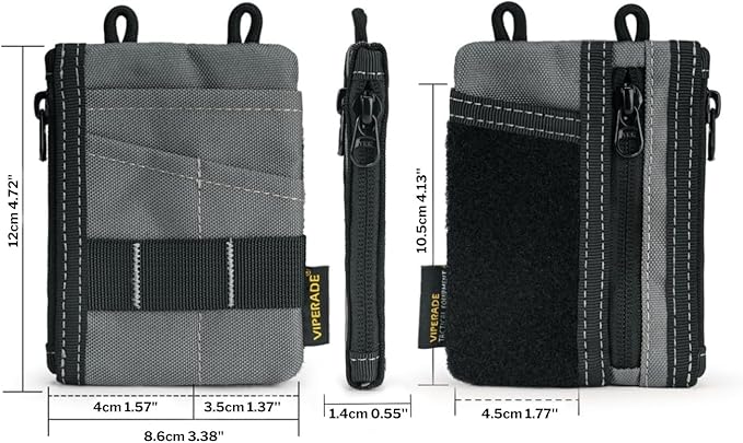 VIPERADE VE18-S Small EDC Pouch, Mini EDC Pocket Organizer for Men, EDC Pocket Organizer, 3 Slots with 2 Zipper Pockets Multitool Pouch
