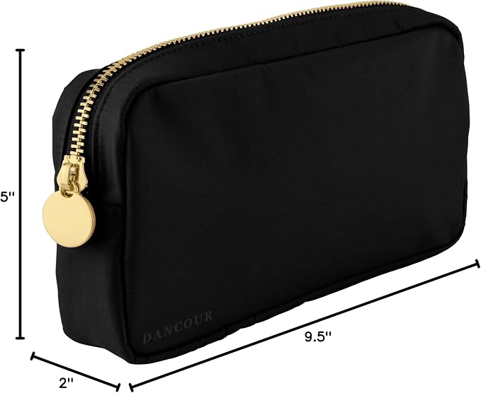 DANCOUR Nylon Makeup Bags for Women Large Preppy Travel Toiletry Pouch Cosmetic Bag Makeup Organizer