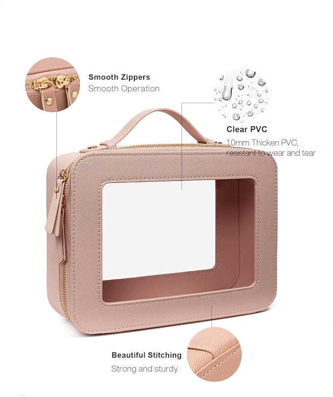 Travel Clear Makeup Bag Set, TSA Approved Cosmetic Bag Case with Zipper Portable Makeup Pouch Toiletry Bag Traveling Cosmetic Organizer Storage Bag Car Organizer Car Essentials