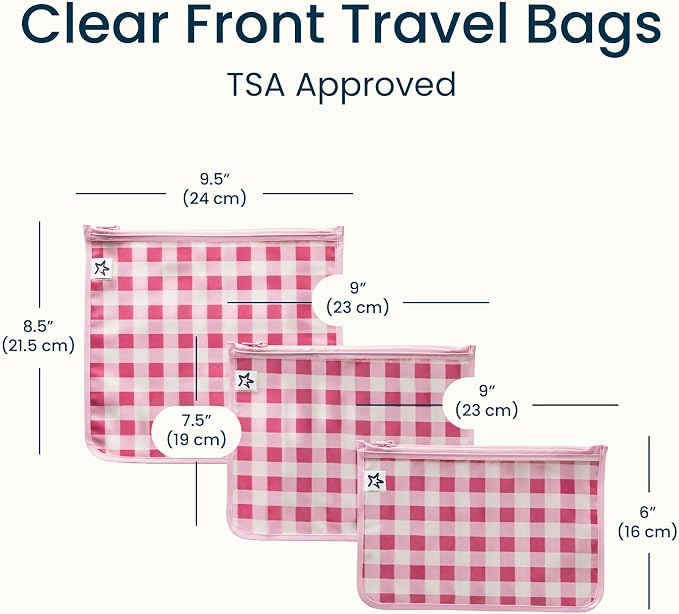 Tiny Twinkle Diaper Bag Organizing Pouches|3 Pack Mess-Proof Clear Front Travel Organizer Bags&TSA Approved Toiletry Bag Set for Baby and Mom Essentials