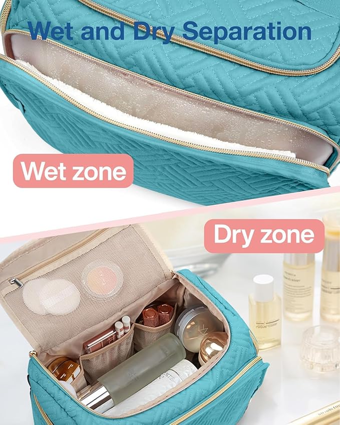 BAGSMART Travel Toiletry Bag for Women, Cosmetic Bag Makeup Bag Organizer with Handle, Travel Bag for Toiletries, Travel Accessories, Full Sized Container