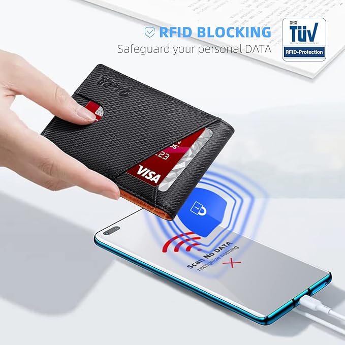 Zitahli Wallet for Men - with Money Clip Slim Leather Slots Credit Card Holder RFID Blocking Bifold Minimalist Wallets with Gift Box