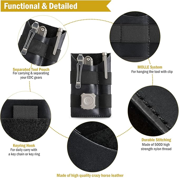 VIPERADE PL5 EDC Organizer Pouch, Slim EDC Pouch with DIY Patch Area for Daily Carry