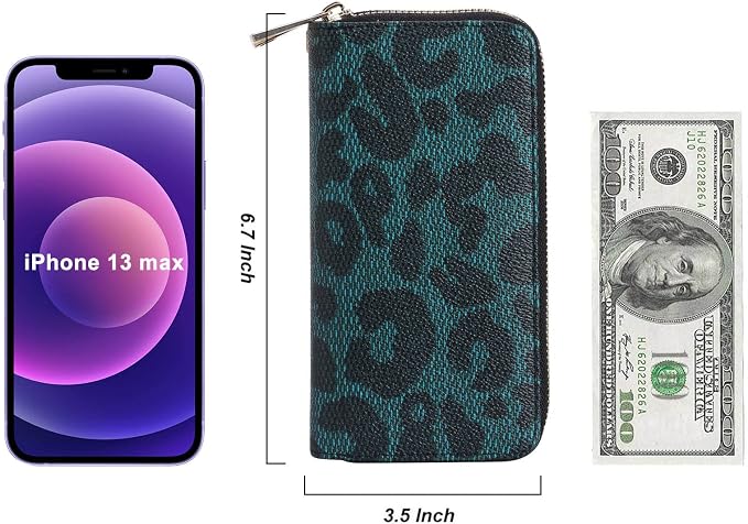 Cellphone Wallet for Women Dual Zipper Long Purse with Removable Wristlet