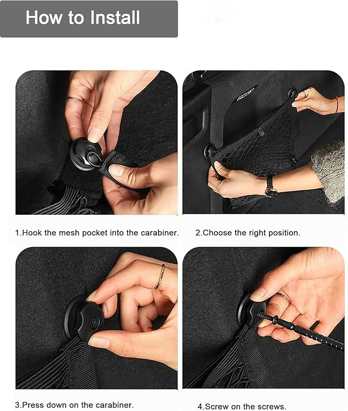 2 Layer Small Cargo Net,Cargo Storage Pocket Net, Mesh Elastic Pouch Organizer with Mounting Screws Hooks for Car,Rv, Trunk,Boats,SUV, Truck (2 Pack,11.8 x 9.8Inch(30 x25cm)