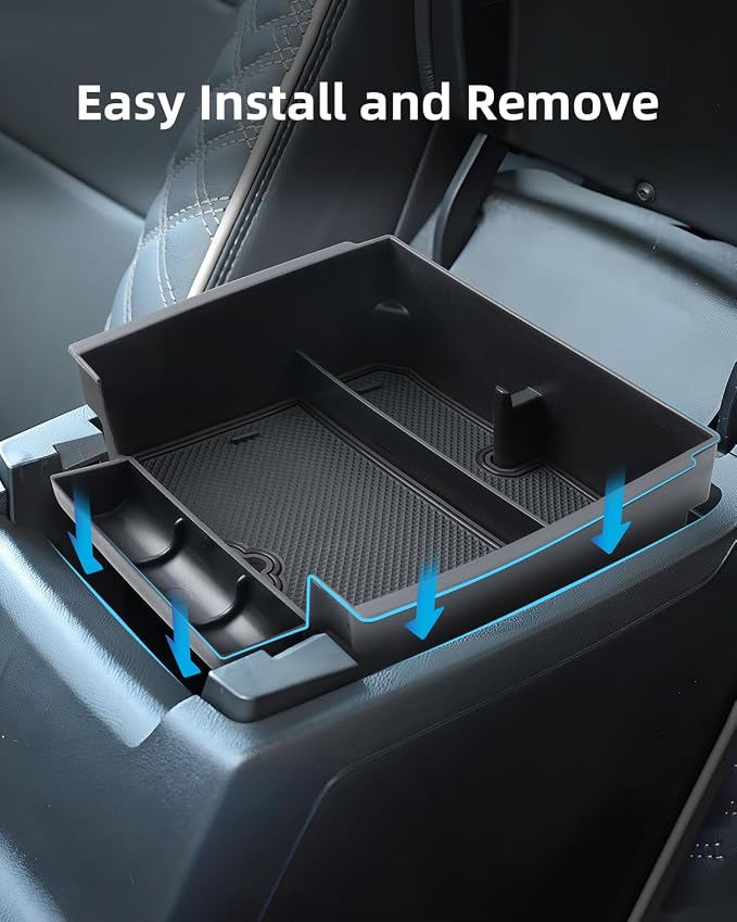 Armrest Organizer for 2025 2024 2023 Chevy Colorado/GMC Canyon, Center Console Organizer with Removable Rubber Mat, Center Console Tray Custom for Chevy Colorado Accessories, Black