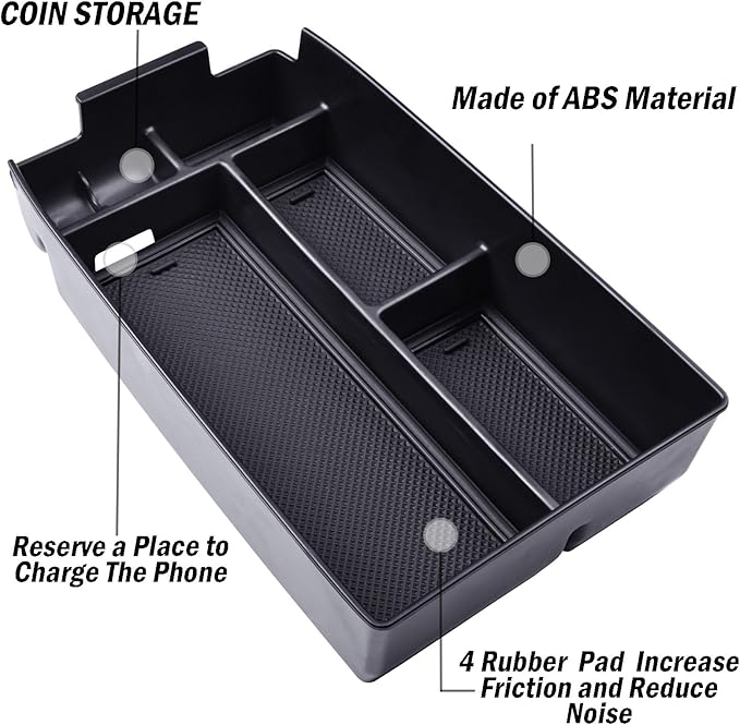 TACORBO Center Console Organizer Compatible with Ford Escape 2020-2025 2026 and 2021-2024 2025 2026 Bronco Sport Accessories, CX430 4-Door Insert Tray, Armrest Secondary Storage Box, Black Trim
