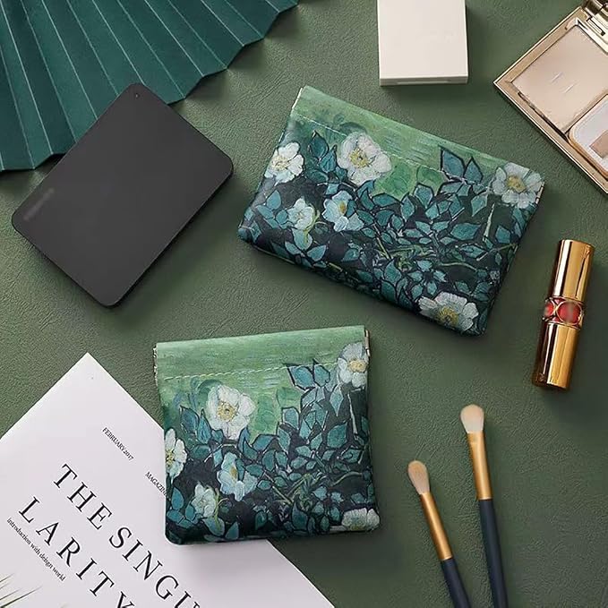 Better-Love 2 Pack Small Makeup Bag for Purse, PU Leather Cosmetic Pouch & Coin Purse Organizer, Purse Pouches for Inside Purse Organization, Snap Closure Mini Makeup Pouch Set for Women