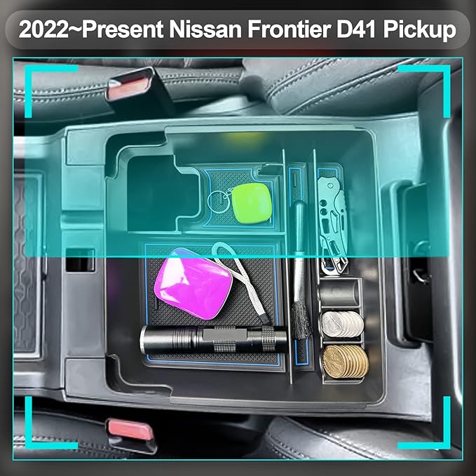 CDEFG for 2022 2023 2024 2025 2026 Nissan Frontier Center Console Organizer Tray for 2022-2026 Nissan Frontier Armrest Storage Box 2022-2026 Frontier Truck Accessories