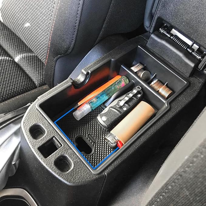 EDBETOS Center Console Organizer Tray Compatible with Jeep Renegade Accessories 2015-2019 2020 2021 2022 2023 Armrest Glove Box Secondary Storage (Blue Line)