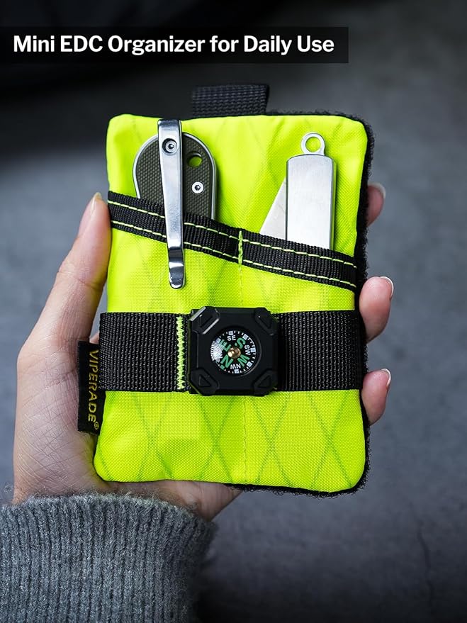 VIPERADE VE15 Small EDC Pouch, Pocket Organizer, EDC Pocket Pouch with DIY Patches Area, EDC Pocket Organizer Wallet for Cards, Small Tool Pouch for EDC Gears