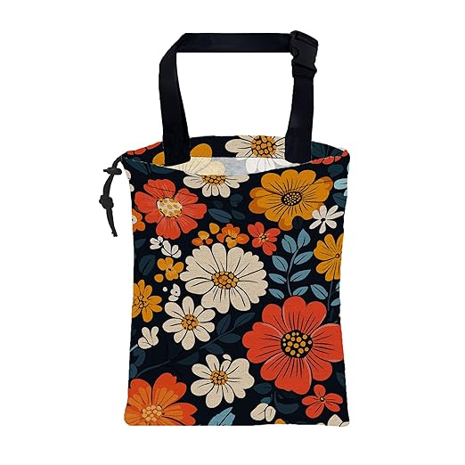 Car Garbage Bag Abstract Floral and Green Leaves Hanging Canvas Car Trash Bag Drawstring Car Back Seat Organizer for Car Back Front Seat Console with Adjustable Buckle