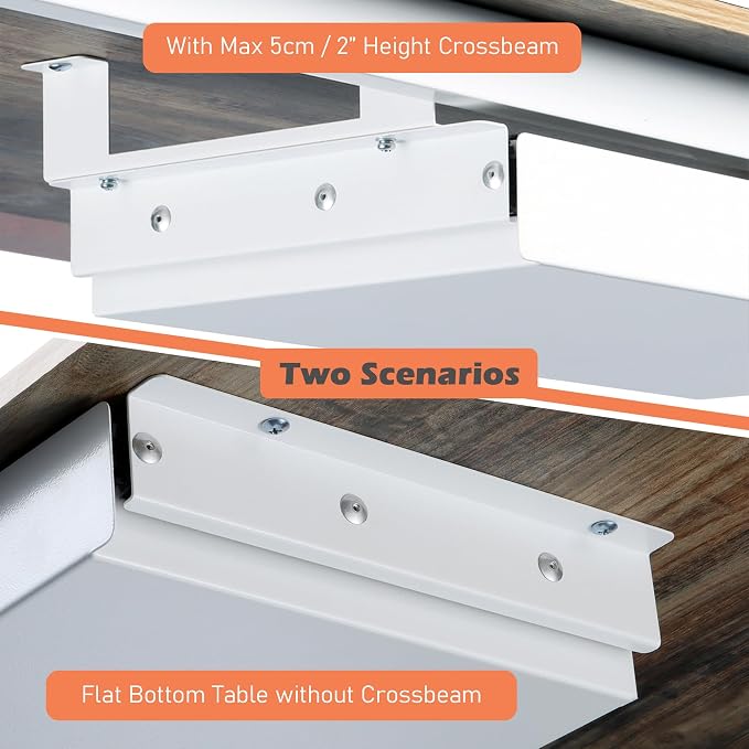 Under Desk Drawer White 21" with 4 Divider Trays, Under Shelf Pencil Drawer Pull-out, Standing Desk Metal Storage Attachment Slide Out for Workbench
