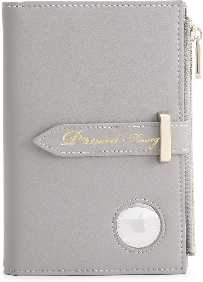 VanFn Airtag Passport Holder, RFID Travel Passport Wallet, Family Passport Holder, Ladies Bifold Air Tag Wallets, Slim Leather Credit Card Wallet For Women, Trip Document Organizer P.Travel Series