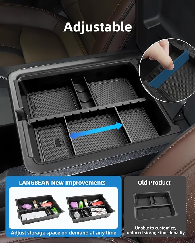 Armrest Organizer for 2025 2024 2023 Honda Pilot/2024 2025 Ridgeline/2024 2025 2026 Passport, Center Console Organizer, Center Console Tray Custom for Honda Pilot Accessories, Black
