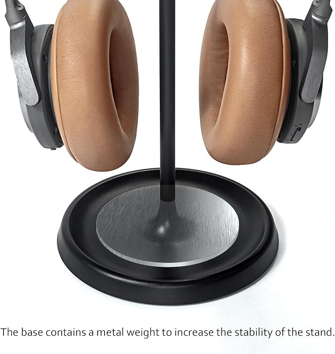 Headphone Stand, Curved Headset Stand with Storage Tray, Heavy Base Gaming Headset Holder for AirPods Max, AirPods Pro, Beats, Bose, Sony and More (Black)