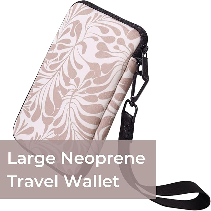 POPUPS Passport Travel Wallet for Women - Large Multiple Document Organizer and Holder with Wristlet - Palm Beige