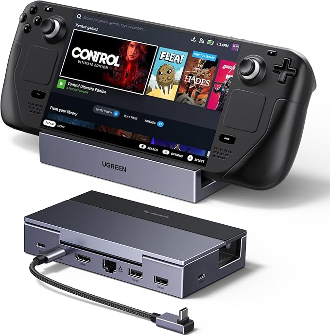 UGREEN Steam Deck Dock 6-in-1 4K@120Hz HDMI 2.1, 100W PD, USB-A & USB C 3.0, Gigabit Ethernet, Dock for Rog Xbox Ally 2025, Steam Deck, ROG Ally, Region Go, MacBook