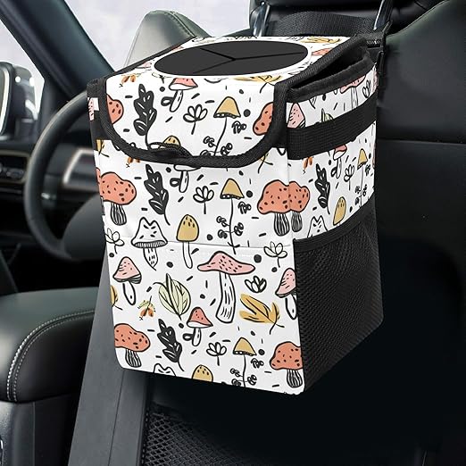 Car Trash Can – Multi-Purpose, Lightweight and Portable with Durable Water-Resistant Coating, No Installation Required, Practical and Ample Capacity, Variety of Colors.Mushroom