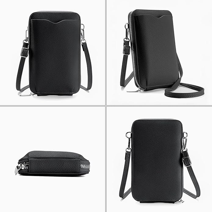 DOB SECHS Leather Passport Wallet Crossbody Phone Bag, RFID Blocking Passport Holder Credit Cards Case for Women