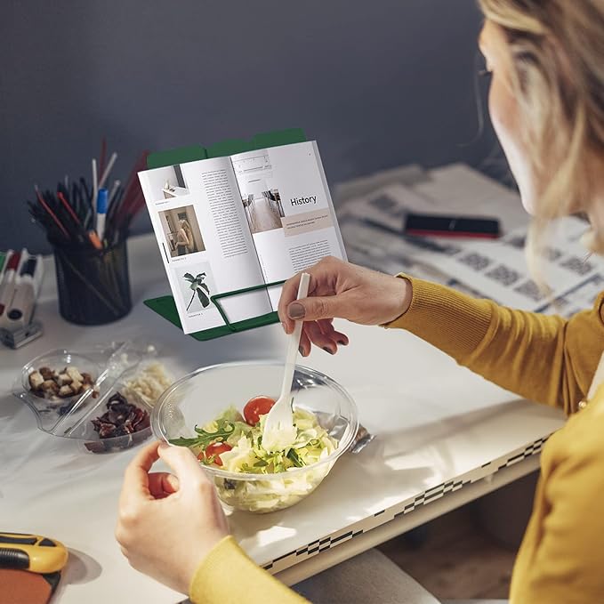 Honagu Metal Desk Book Holder, Adjustable Hands Free Holder for Cookbooks, Documents, Music Books, Textbooks, Tablets, Ipad (Military Green)