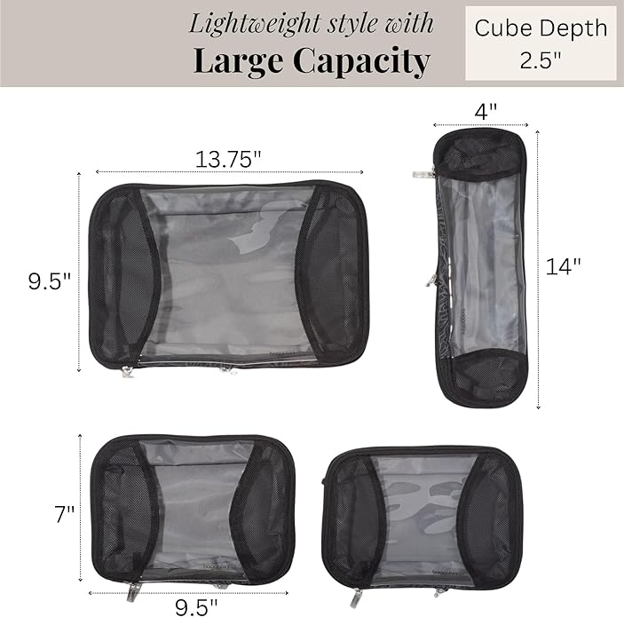 Baggallini Compression Cube 4-piece set - Lightweight Compression Packing Cubes for Travel