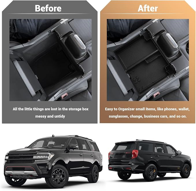 2025 2026 Ford Expedition Center Console Tray Armrest Tray Organizer for Expedition Accessories (Active/Platinum/Tremor/King Ranch) Middle Console Storage Center Console Insert Tray Arm Rest Organizer