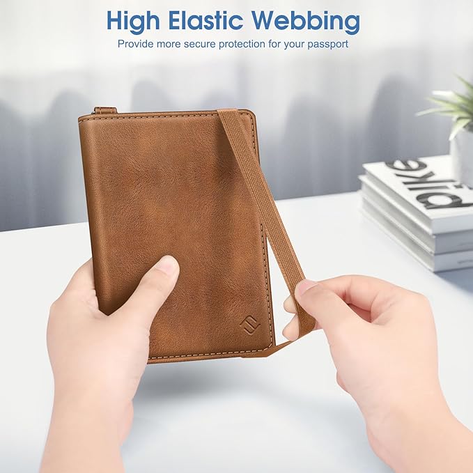 Fintie Passport Holder with Airtag Holder, Slim Travel Wallet RFID Blocking Passport Cover Protector Essentials with Credit Card Slots for Women/Men