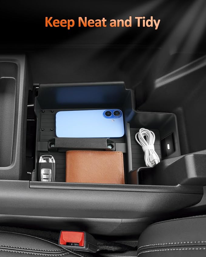 CDEFG for GMC Sierra EV 2025 2026 Accessories Center Console Organizer Tray Sierra EV 2025+ Armrest Storage Middle Console Insert (GMC Sierra EV 2025+)