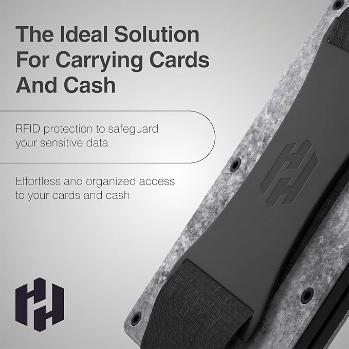 Hayvenhurst Wallet for Men - Slim RFID Blocking Metal Wallet with Cash Strap, Minimalist Front Pocket Credit Card Holder, Small Mens Wallet