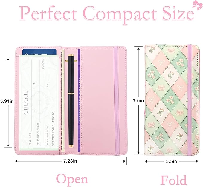Letter Checkbook Cover, RFID Blocking Checkbook, Stylish, Lightweight, Slim Durable, Multi-Functional Checkbook Holder for Personal and Business Checks (Floral 1)