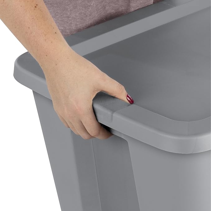 18-Gallon Plastic Storage Bins with Snap-on Lids – 8-Pack, Home Organization Essential (Light Gray)