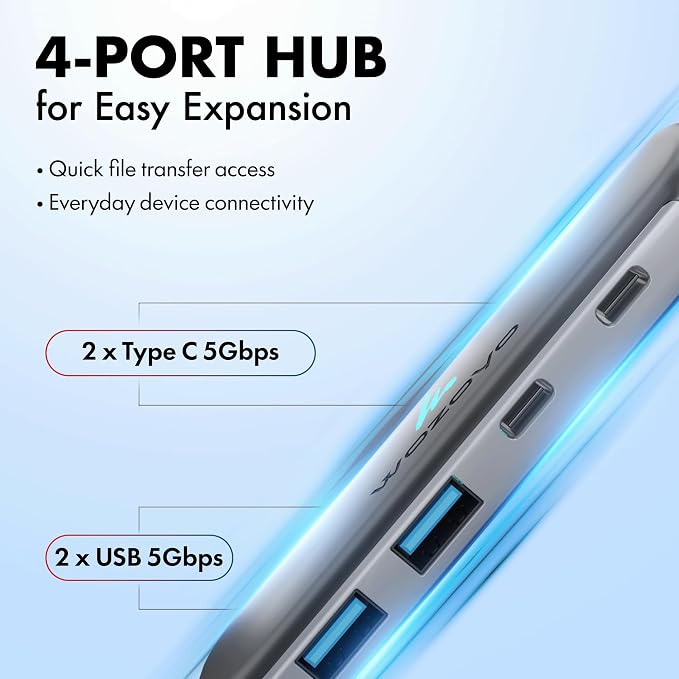 Type C To 2 Port Type C & 2 Port Wozoyo USB 3.2 Hub, Data Transfer Upto 5Gbps, Plug & Play, Multiport Type C Hub With 30cm Cable, Compatible With MacBook,Tablet, Smartphones And Type C Enabled Devices