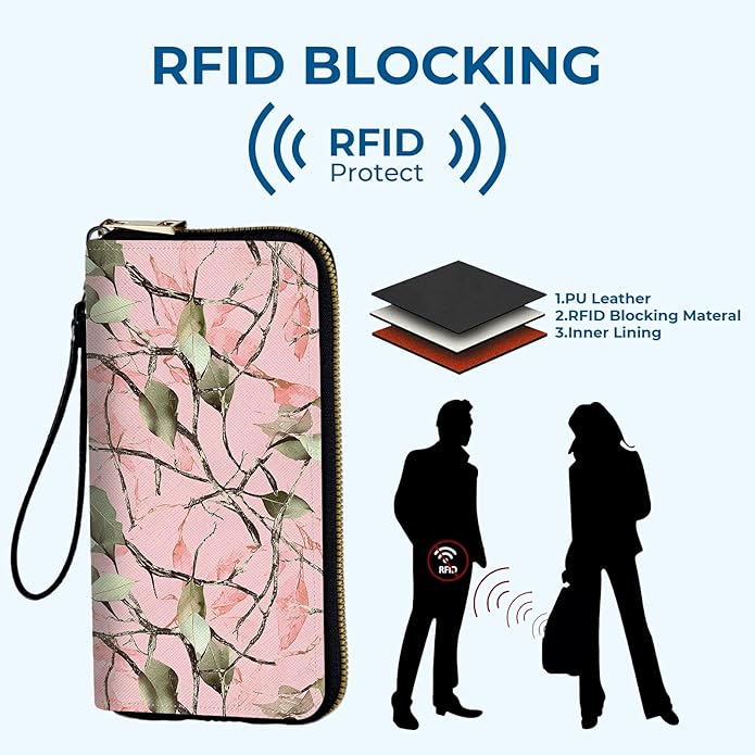Wristlet Wallet for Women, RFID Blocking Phone Wallet, Large Capacity Zip Around Clutch, Fits iPhone 15 Pro Max, Travel Organizer Purse