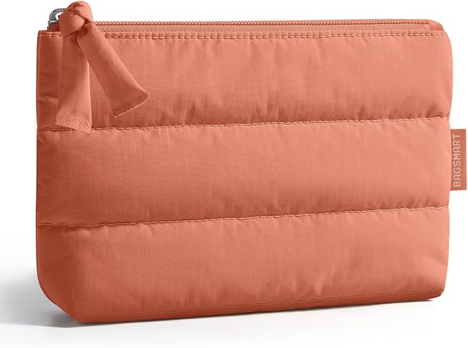 BAGSMART Small Puffy Water-Resist Makeup Bag for Women