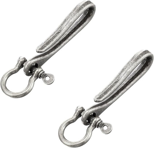 2 Pcs Fish Hook Key Chains, Vintage Keychain Retro Clip for Wallet Purse Belt Buckle Car Key Men Women