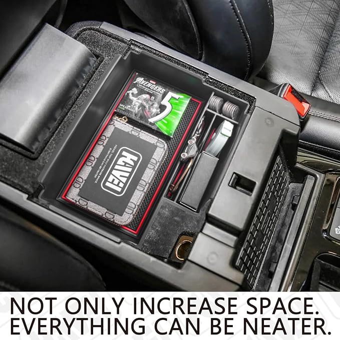 HGWEI Center Console Organizer Compatible with Ford Explorer 2020 2021 2022 2023 2024 2025 2026 Interior Accessories, Coin Holder Armrest Secondary Storage Box Container Insert Divider Tray, Red
