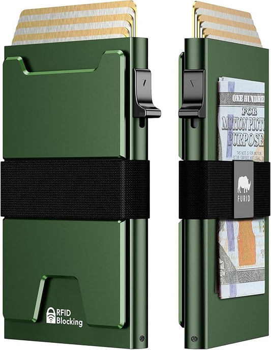 Smart Card Wallet for Men Slim: Minimalist Wallet For Men - RFID Blocking Pop Up Front Pocket Wallet, Metal Wallet 11 Card Holder