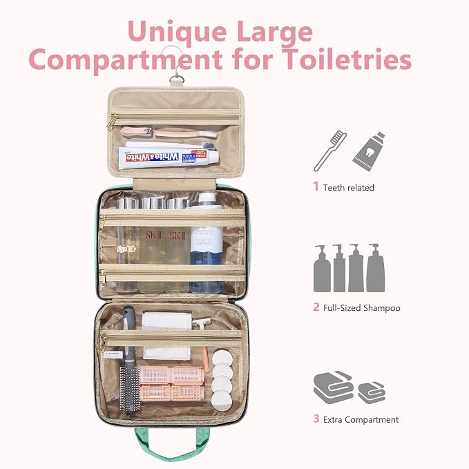 Detachable Travel Toiletry Bag for Women - Large Toiletry Bags for Traveling Women - Hanging Makeup Cosmetic Bag, Organizer for Travel Accessories Cruise Essential - Travel Size Toiletries