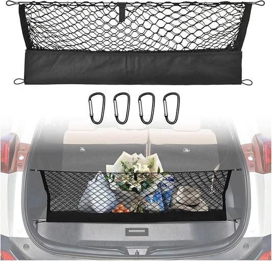 Envelope Style Trunk Cargo Net Compatible with Toyota RAV4 2015 2016 2017 2018,Highly Elastic Trunk Cargo Net for SUV RAV4 Accessories, Upgraded Storage Bag & Heavy Duty Carabiners