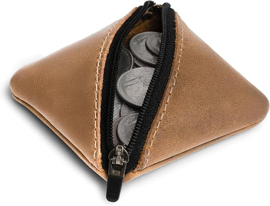 Hide & Drink, Slash Zippered Pouch, Change Holder, and Storage for Pocket and Purse Organization with Zipper, Full Grain Leather, Handmade (Single Malt Mahogany)