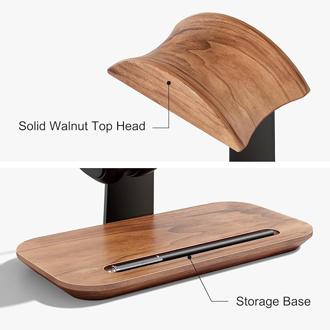UPERGO Vertical Laptop Stand, Walnut Headphone Stand for Desk