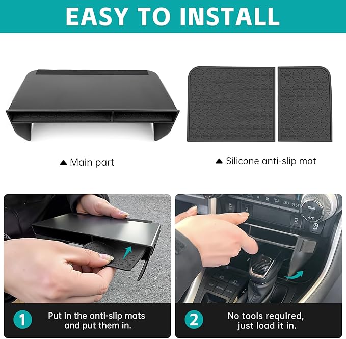 Center Console Organizer Tray Compatible with 2019-2025 Toyota RAV4 & Prime Accessories, ABS Material Insert Gear Shift Divider Slot Secondary Storage Box for RAV-4 Interior Accessories